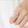 Leaf Inlaid Zircon Resizable Ring | Maluca Jewellery